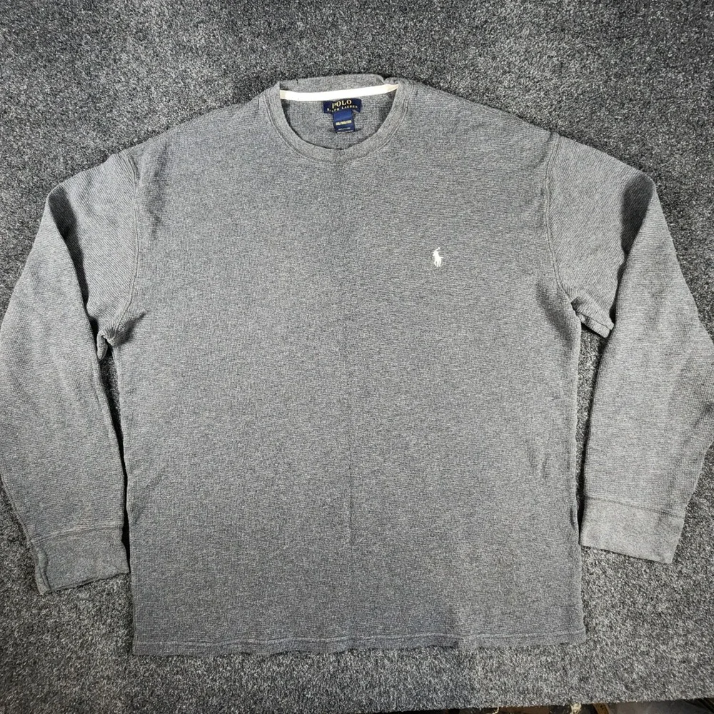 Polo Ralph Lauren Waffle Knit Thermal Shirt Mens 3XL Gray Long Sleeve Pony Logo